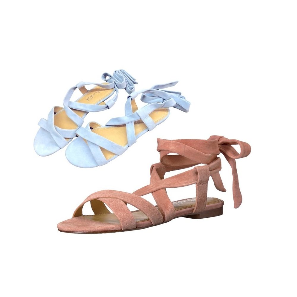 NWOT Splendid Women's Fedora Sandals Pink Suede Bindings With Wooden Heel $120